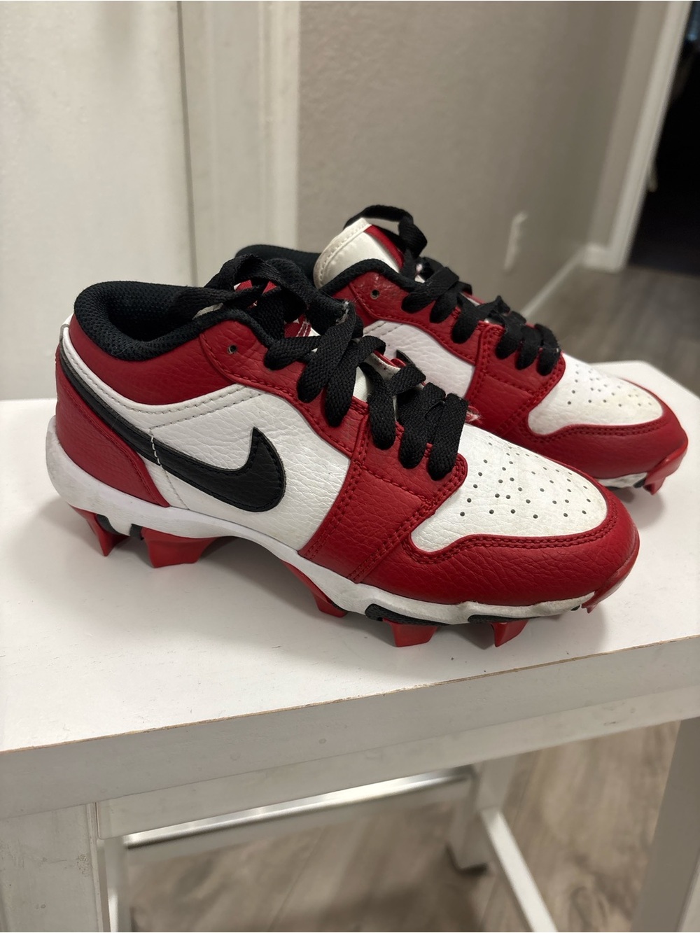 Nike Red White Black Cleat Sneakers